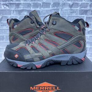 Merrell Work Moab Vertex Mid Waterproof Comp Toe Boot Pewter J11515 Mens Size 14